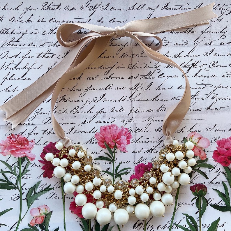 Pearl And Satin Handmade Statement Necklace